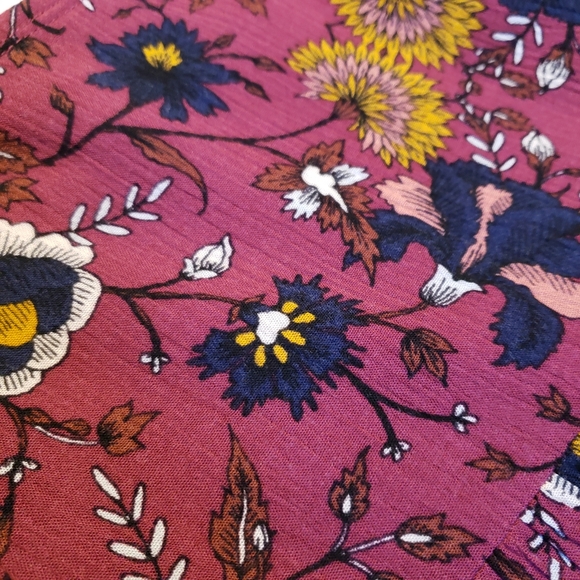 Art Class Girls Floral Tiered Dress 6/6X Crinkle Sleeveless Burgundy Black - Picture 3 of 8